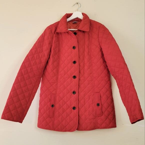 J. Jill Diamond Quilted Coat Jacket in Red Medium - Picture 1 of 10